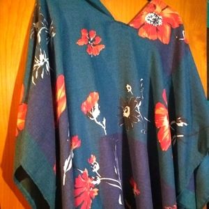 Open front floral poncho